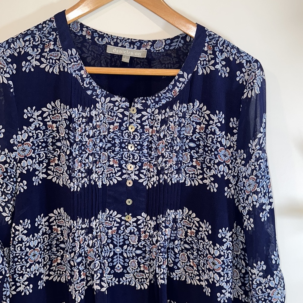 Daniel Rainn Multicolor Boho Pullover Blouse Size… - image 4
